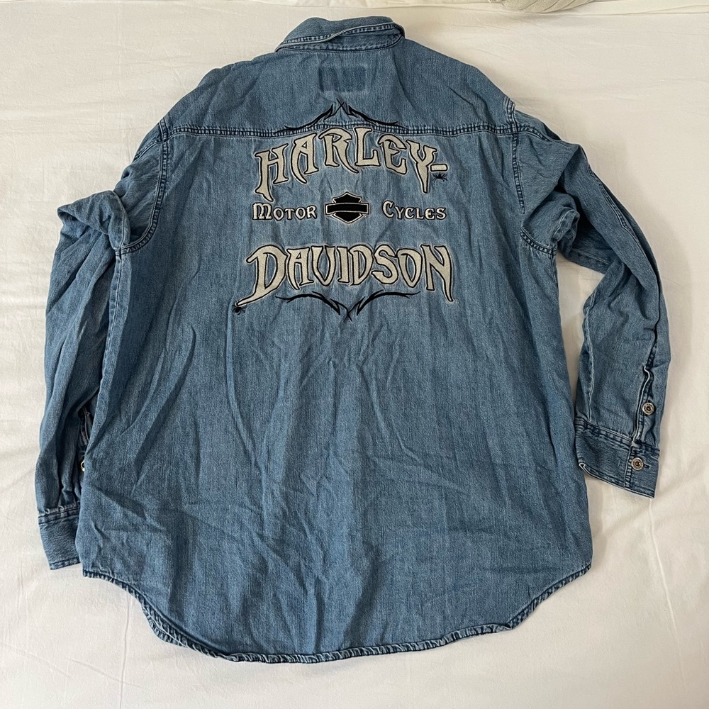 Vintage Harley button down denim shirt - Picture 1 of 4
